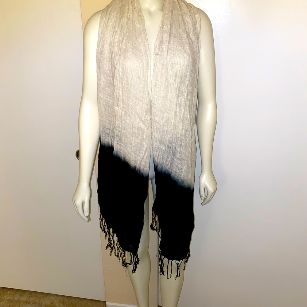 Black and White Dip Dyed Scarf/Wrap